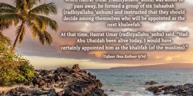 Hazrat Umar’s (radhiyallahu ‘anhu) Confidence in Hazrat Abu Ubaidah (radhiyallahu ‘anhu)